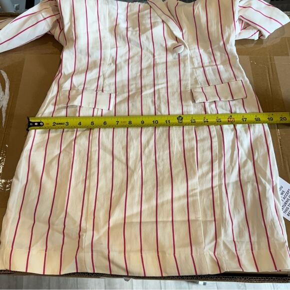 🍁 NWT ASOS DESIGN x MILLIE halter neck blazer mini dress in stripe print White - Picture 13 of 16